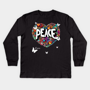 Vibrant Heart Peace: Beautiful Butterfly Harmony Kids Long Sleeve T-Shirt